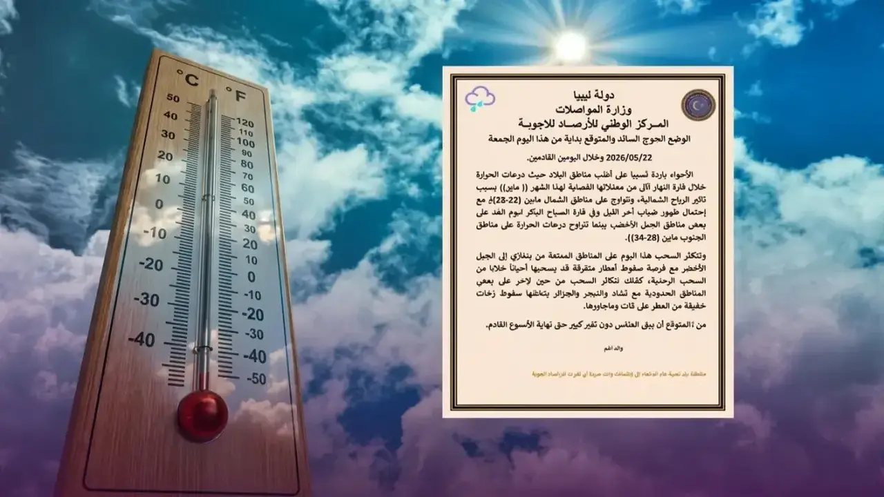 أمطار خفيفة وأجواء مائلة للبرودة خلال الليل حسب الأرصاد الجوية